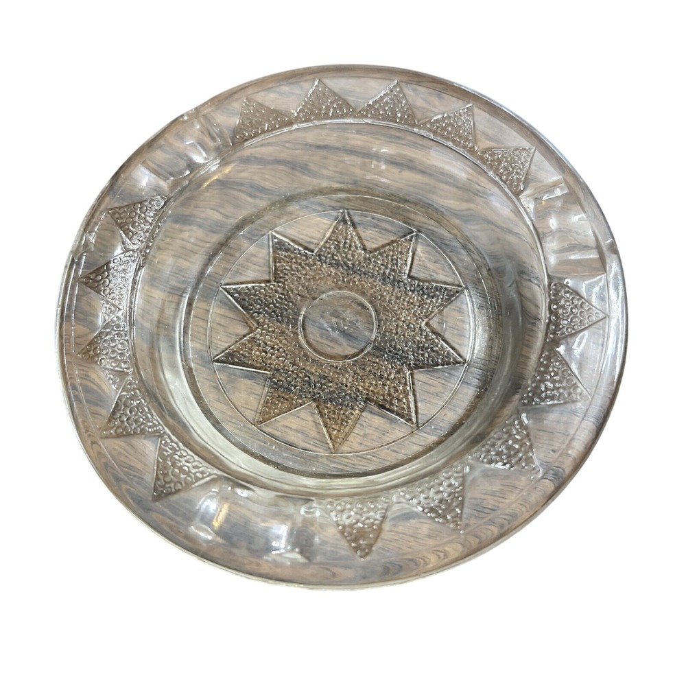 Vintage Federal Glass Clear Star Pattern Round Glass Ashtray 3.5 Inch
